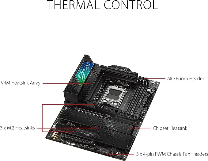 ASUS ROG Strix X670E-F Gaming WIFI6E Socket AM5 (LGA 1718) Ryzen 7000 Gaming Motherboard(PCIe 5.0, DDR5,16 + 2 Power Stages,Four M.2 Slots with heatsinks,USB 3.2 Gen 2x2,AI Cooling II, and Aura Sync) ASUS ROG Strix X670E-F Gaming WIFI6E Socket AM5 (LGA 1718) Ryzen 7000 Gaming Motherboard(PCIe 5.0, DDR5,16 + 2 Power Stages,Four M.2 Slots with heatsinks,USB 3.2 Gen 2x2,AI Cooling II, and Aura Sync)